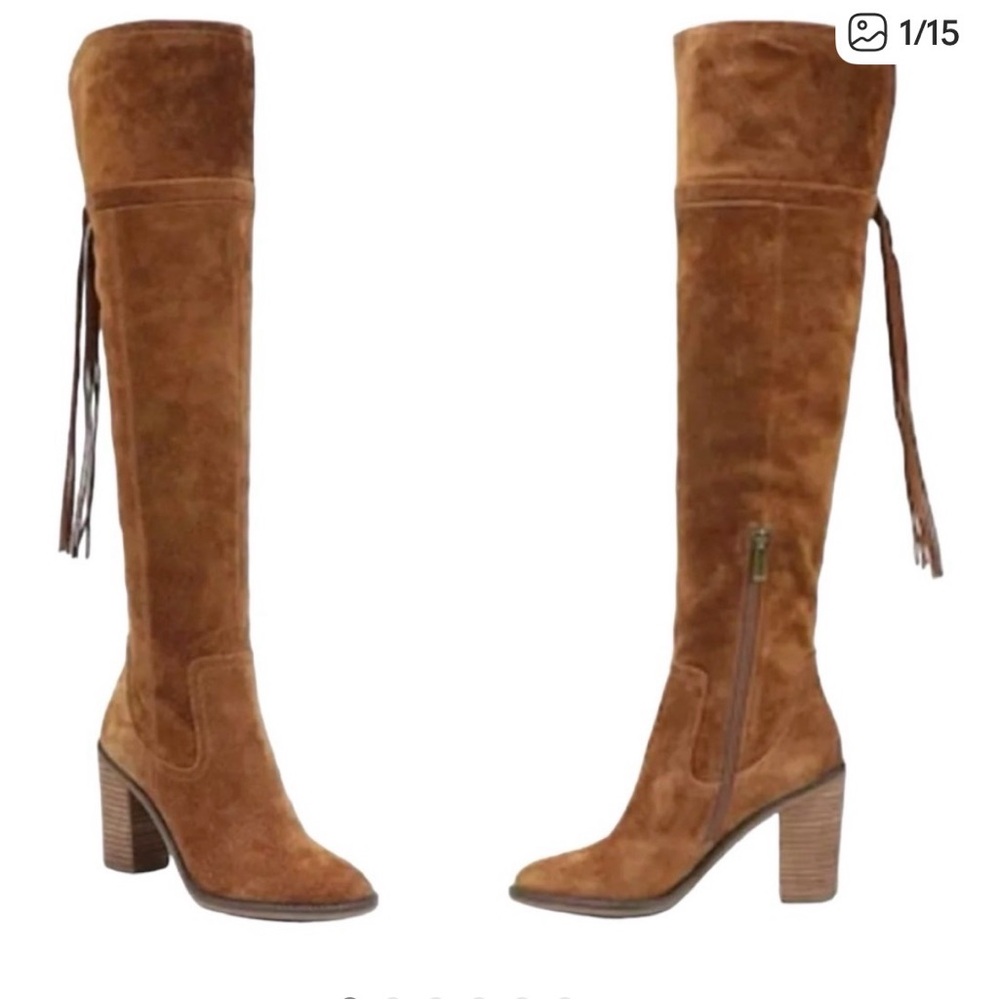 Franco Sarto Tan Suede Elnora Over the Knee Boots